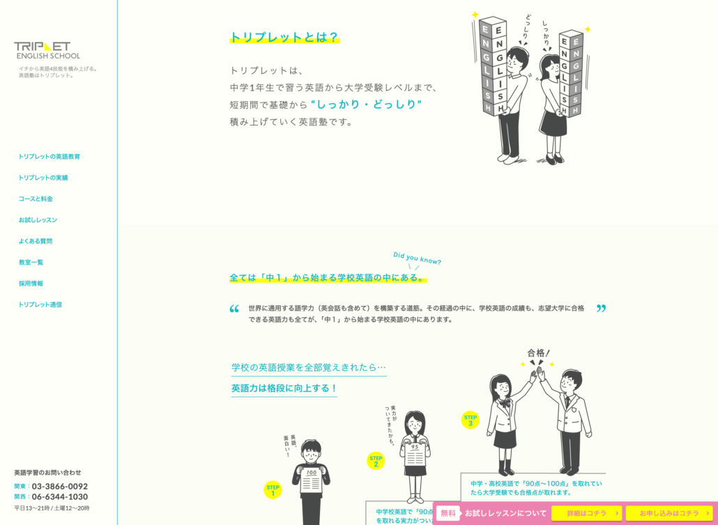 トリプレット英語塾の指導内容を紹介するページ